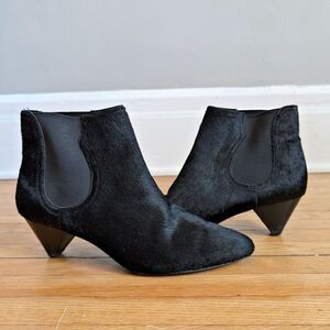 Joie Barleena Bootie Ankle Boots Black Calf Hair Leather Size 6.5